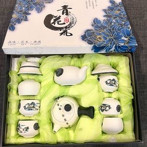 Imported elegant Tea Set in Blue and White Porcelain.